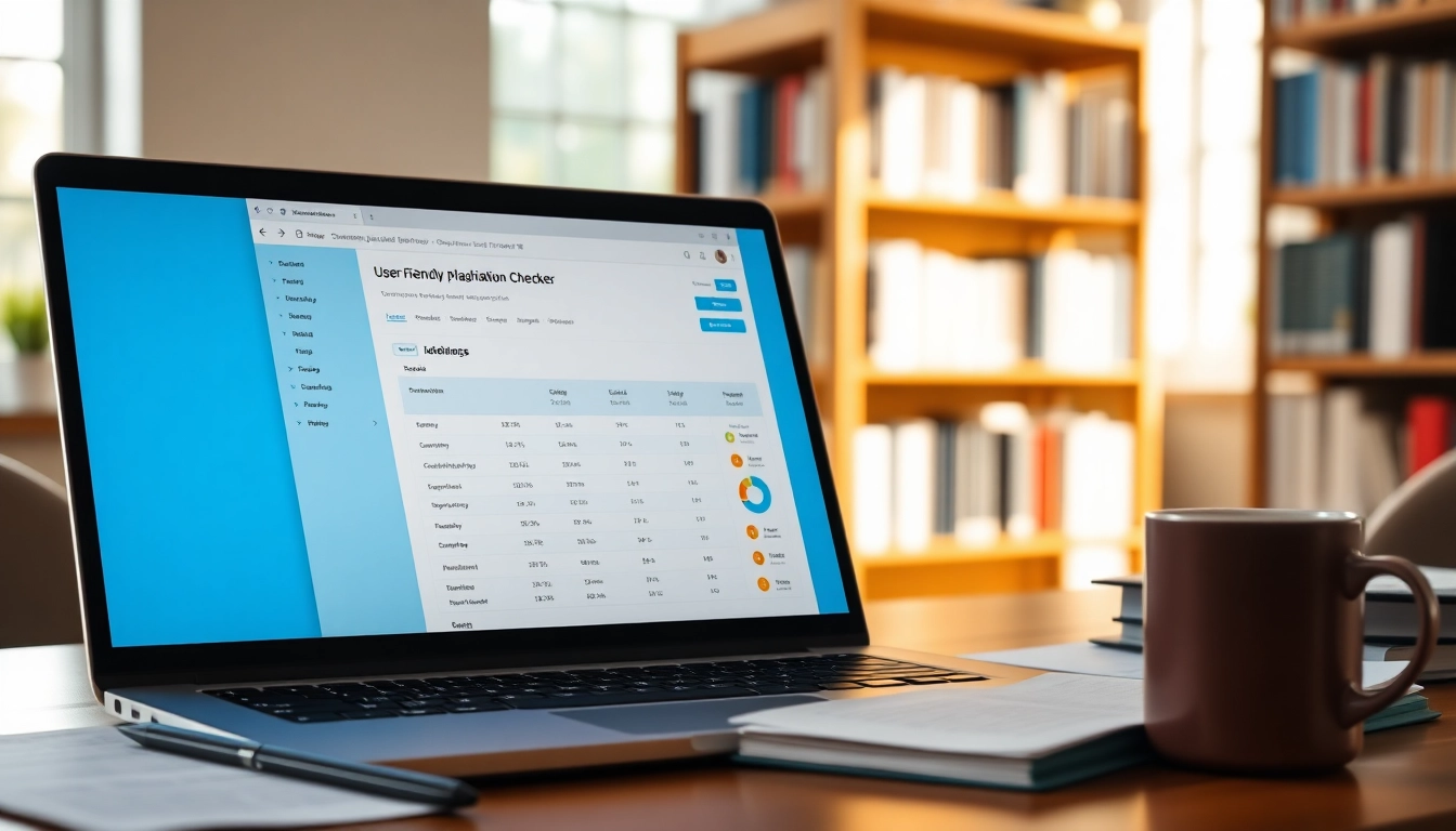Efficiently using a plagiarism checker on a laptop to ensure originality in written documents.