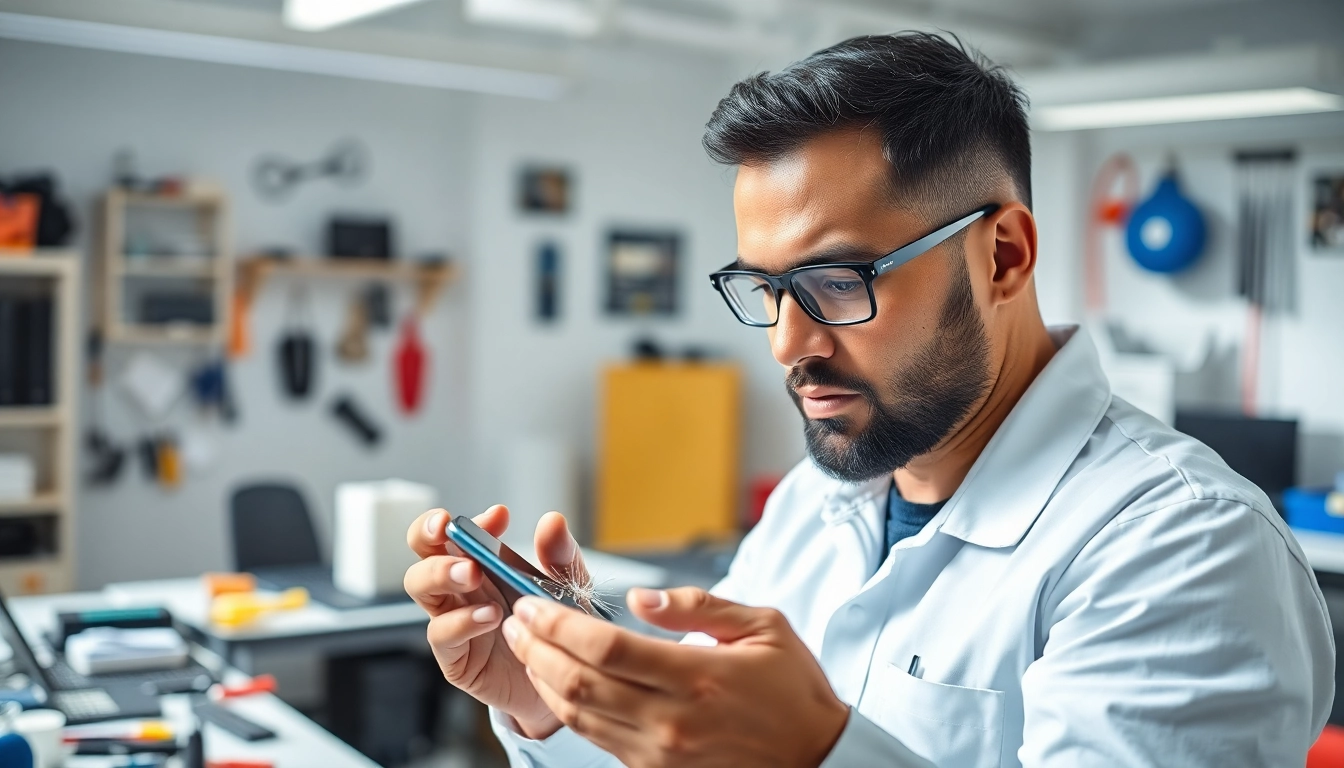 Riparazione cellulari a Torino: tecnico specializzato che ripara smartphone con schermo rotto.