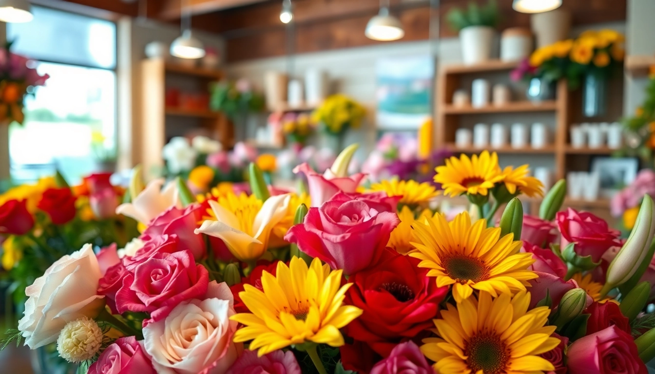 Fresh flower arrangements at a Fountain Valley florist shop showcasing vibrant blooms and inviting atmosphere.