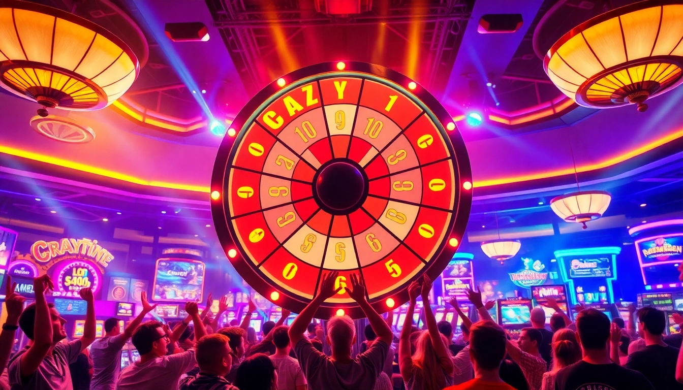 Crazy Time risultati: Witness thrilling gameplay with the vibrant Crazy Time wheel and lively players.