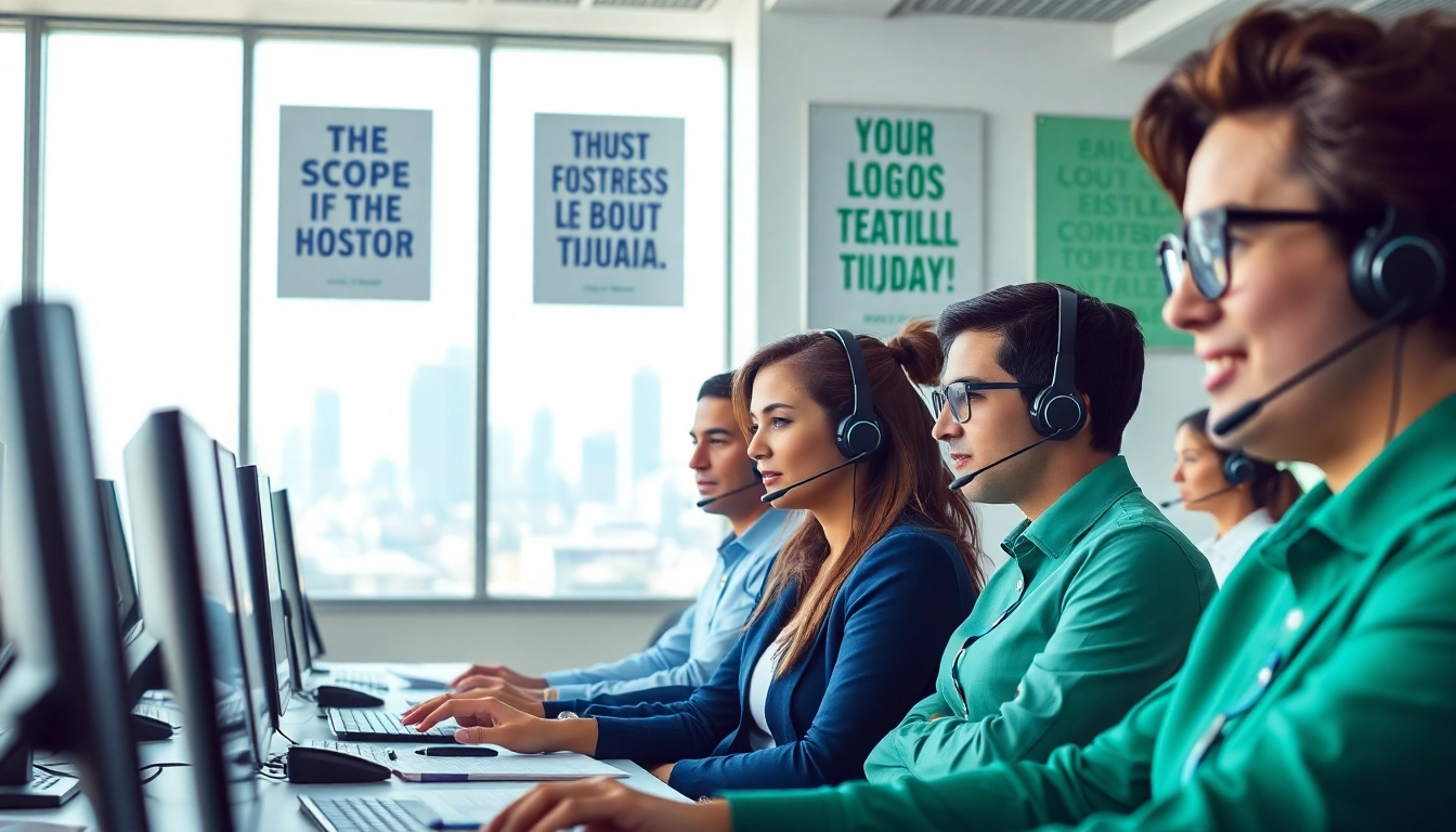 Call center in Tijuana with dedicated agents providing exceptional customer service in a professional office.