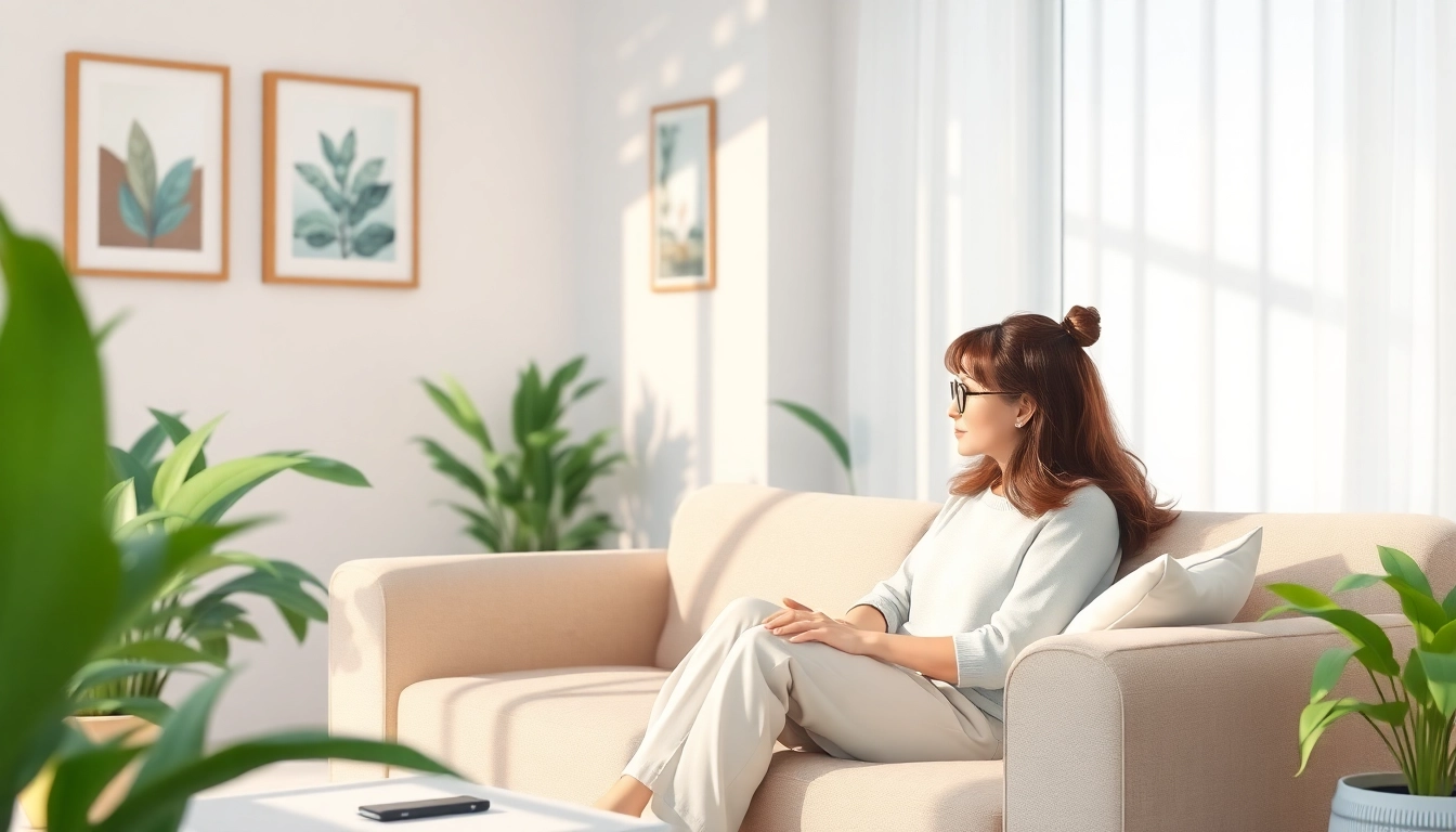 Therapist aiding individuals dealing with depression in a calming therapy session.
