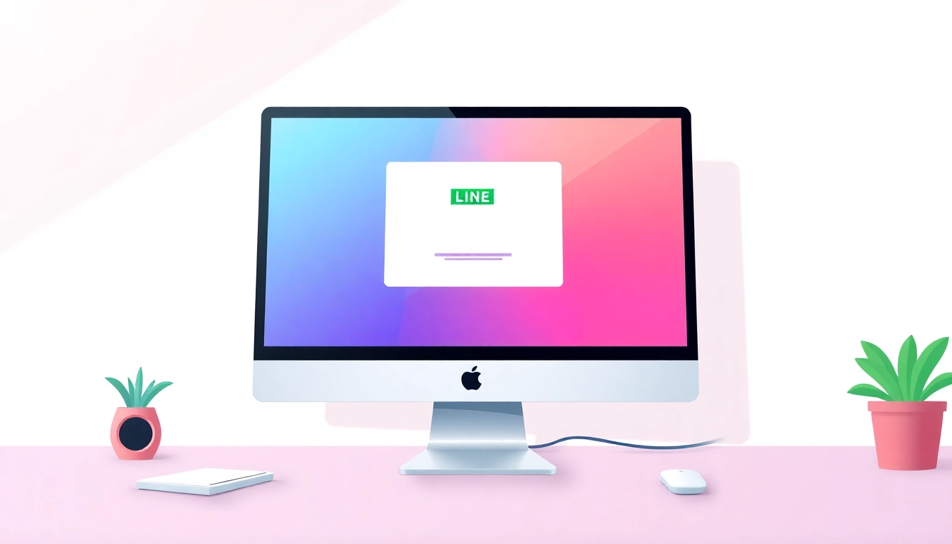 Download the LINE 電腦版官方下載 from an attractive computer interface showcasing vibrant visuals.