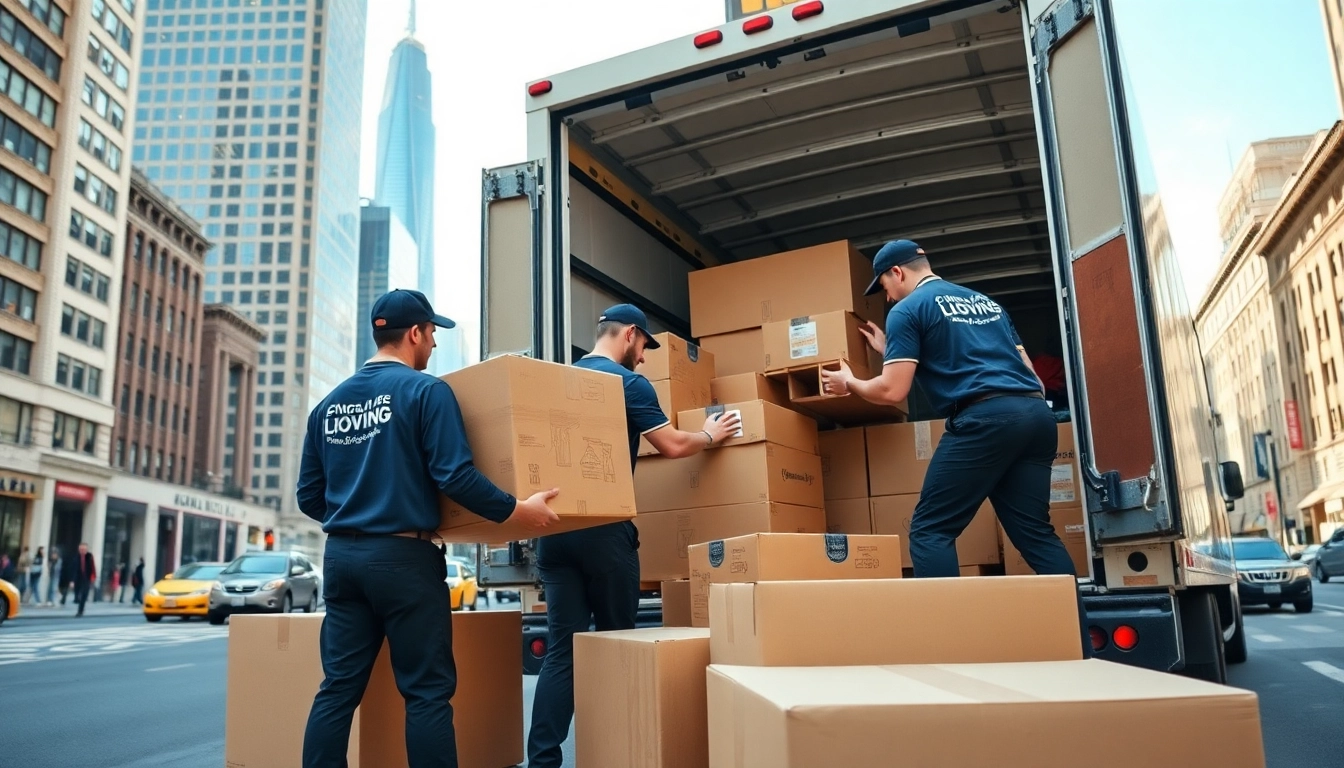 Efficient crew from a Manhattan moving company packing furniture into a truck in NYC.