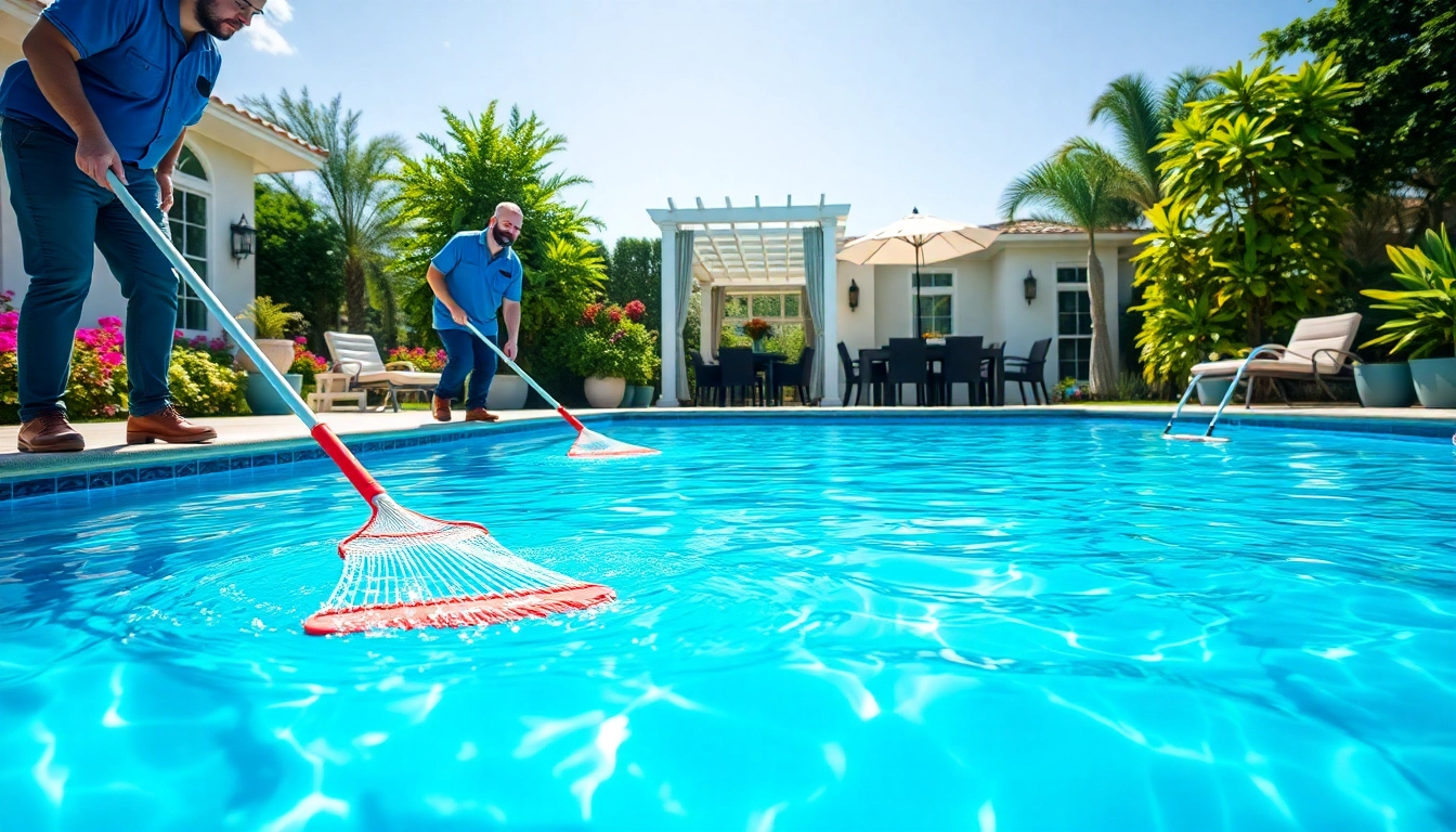 Technician providing pool service near me while ensuring water quality and cleanliness.