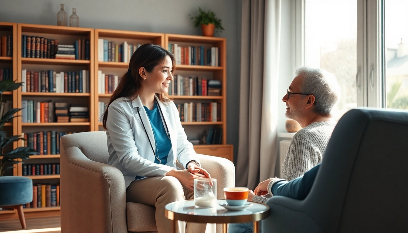Provide guidance on dealing with depression through a compassionate therapist in a cozy setting.