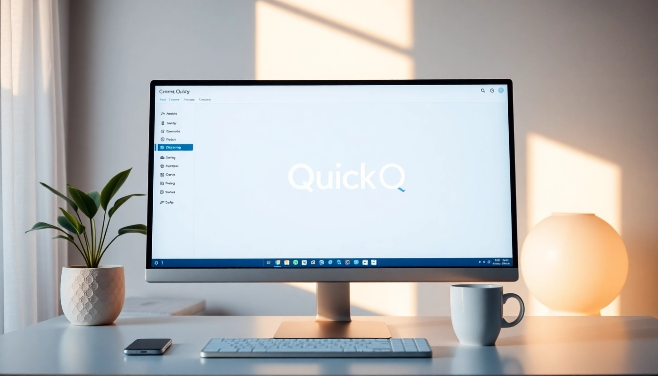 Download quickq电脑版下载 with a sleek interface displayed on a computer screen, promoting productivity.