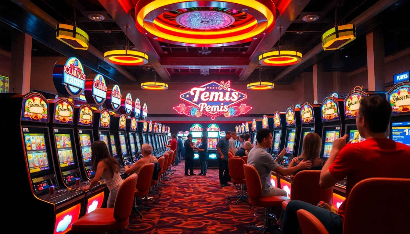 Permainan slot yang memikat dengan mesin berwarna-warni, menciptakan suasana penuh kegembiraan.