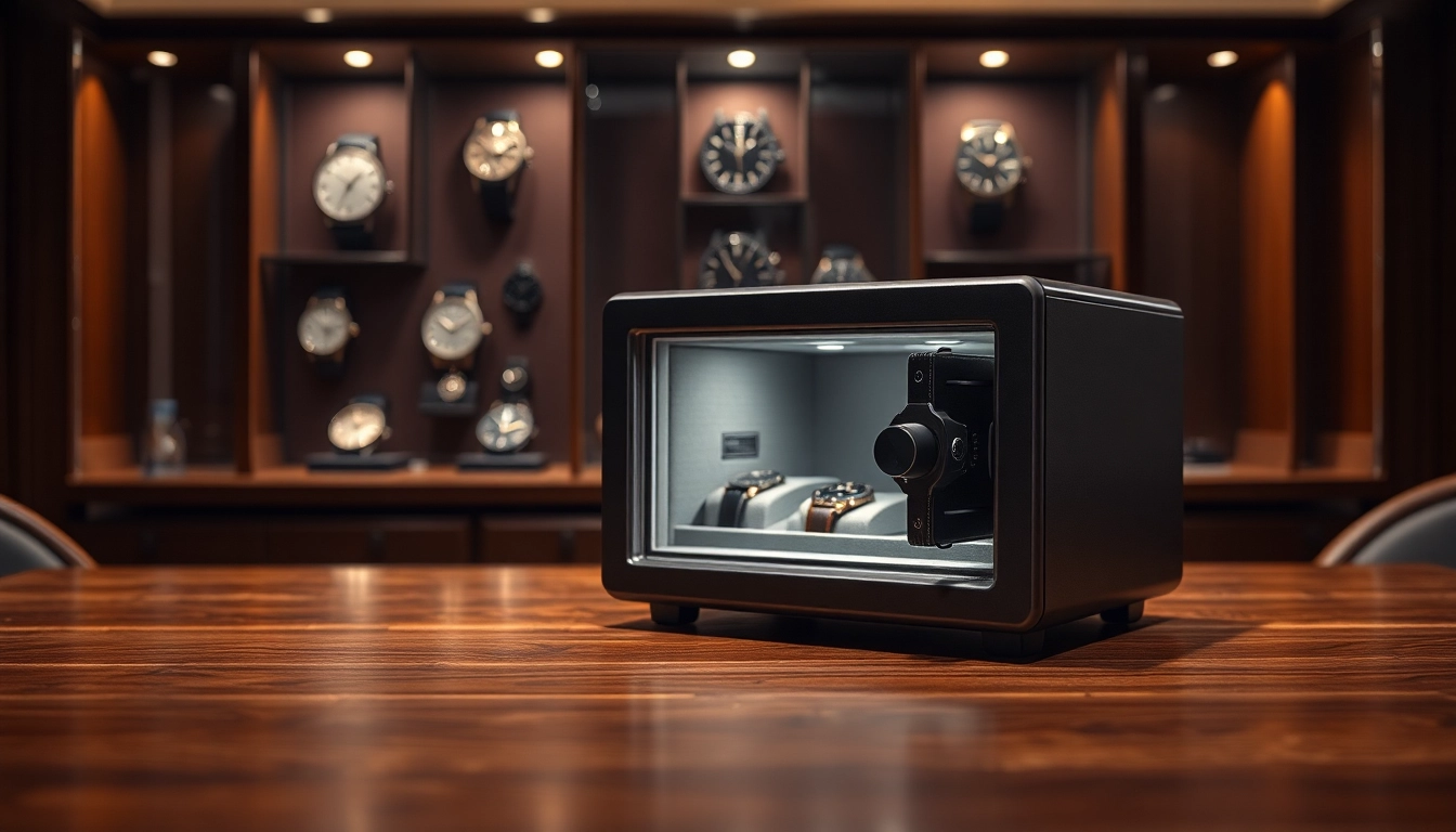 Showcase of a premium watch safe, emphasizing security and elegance.
