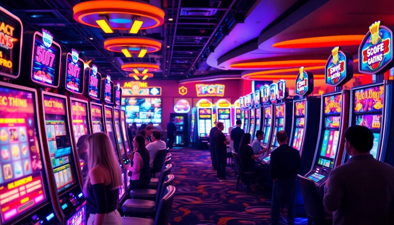Menangkan permainan slot dengan mesin slot berwarna cerah dan suasana kasino yang mengasyikkan.