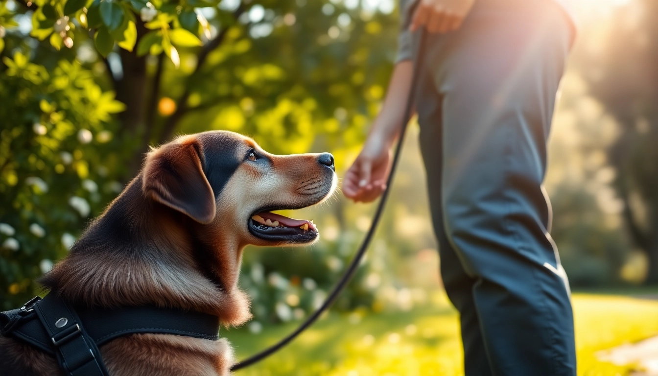 Veteran and PTSD service dog for sale enjoying a serene moment in a park.