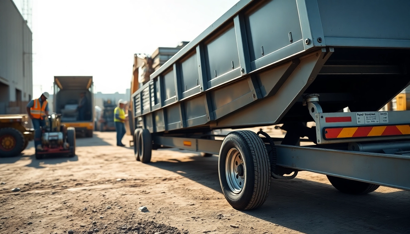 View multiple dumpster trailers for sale showcasing durability and design